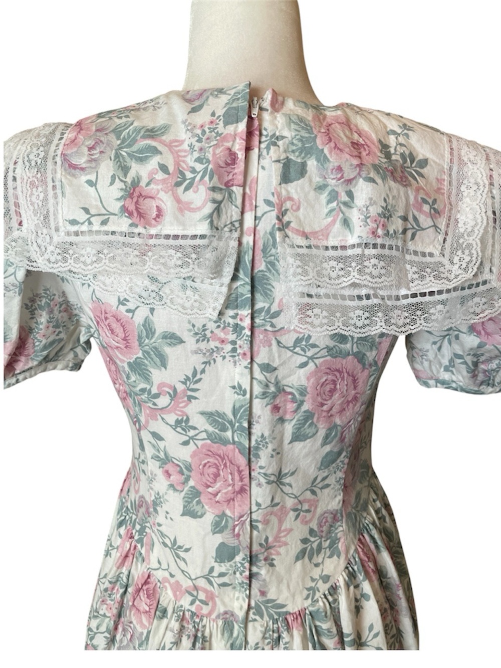 Vintage Jessica McClintock  Gunne Sax Cottage Core Floral Lace Dress Size 12 - Picture 4 of 10